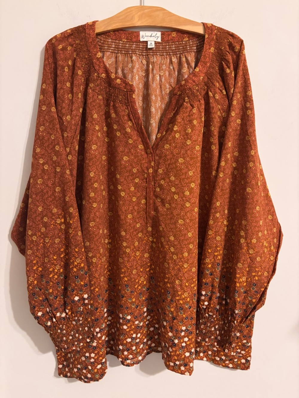 Wonderly Boho Peasant Floral patterned Blouse